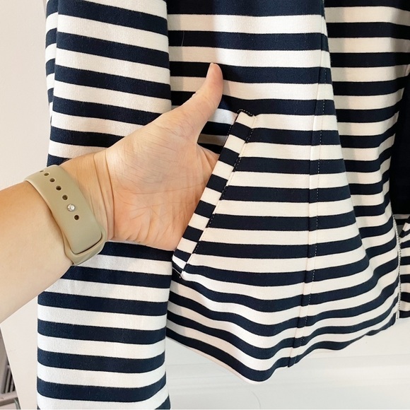 Lane Bryant Nautical Navy and White Striped Moto Zip Blazer Jacket Plus Size 24 - Picture 3 of 6